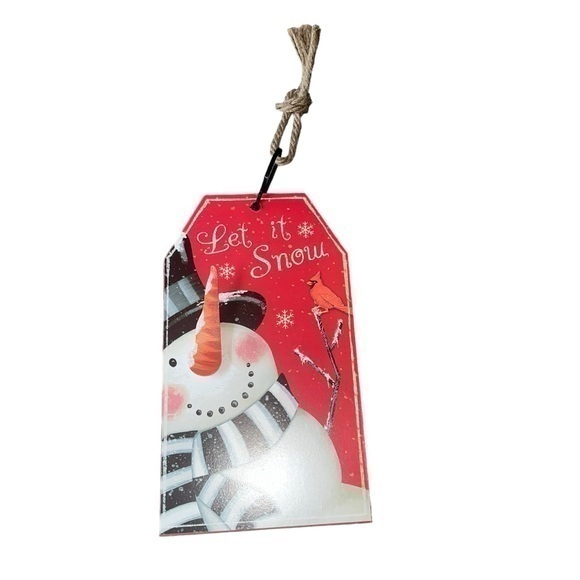 13.5" Red and White "Let It Snow"
Snowman Tag Sign - Picture 1 of 5